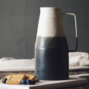 Ocean Jug | Handmade Ceramic Pitcher for Serving & Pouring - White/Black