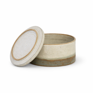 Handmade ceramic container with lid in Ocean glaze, stoneware storage jar for kitchen