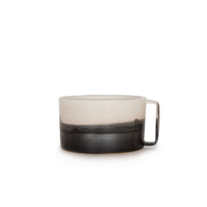 Handmade ceramic mug in Ocean black and white glaze, large stoneware cup for coffee and tea