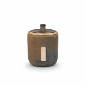 Heya Tarrito handmade ceramic spice jar front view Blue Brown
