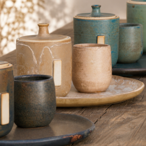 Heya Ritual Set top view showing all three pieces Ceramic Tea Ritual Set